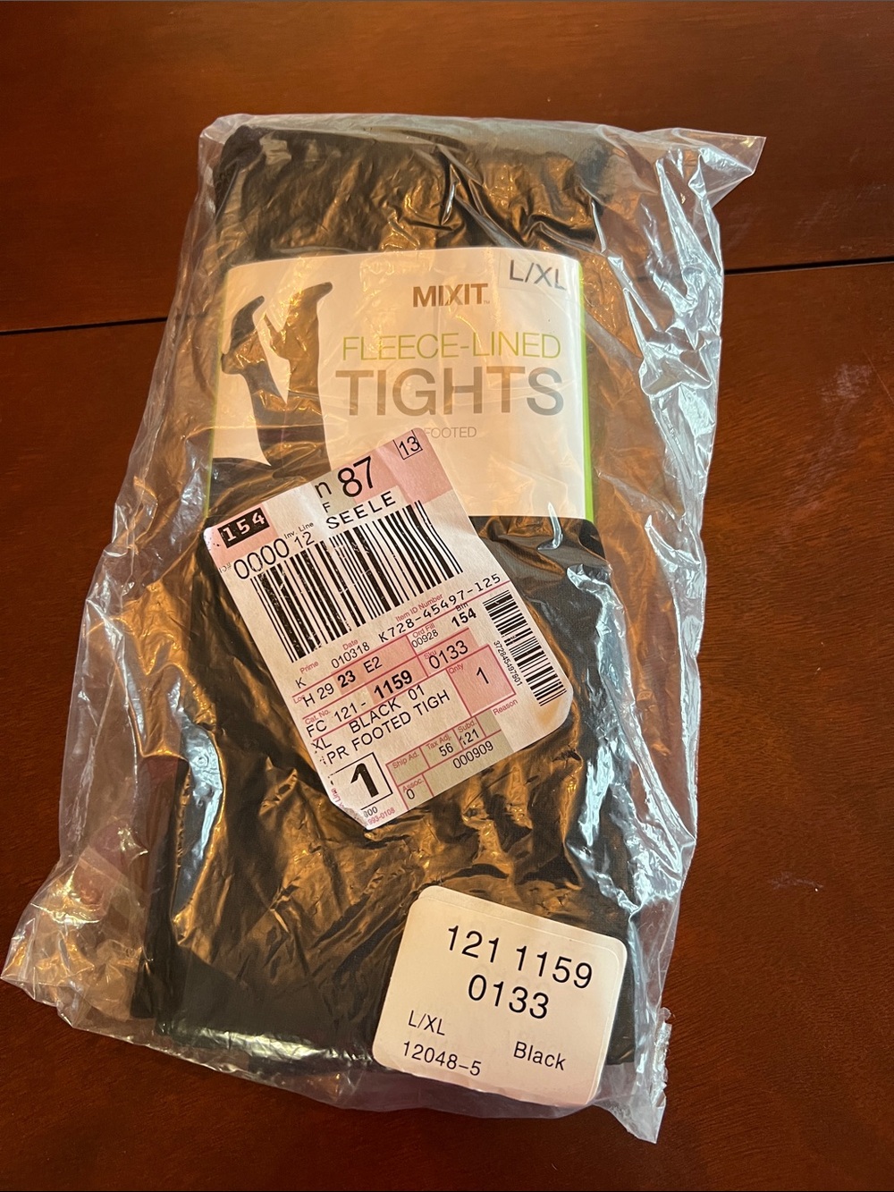 NWT Mixit Fleece-Lined Black Tights L/XL